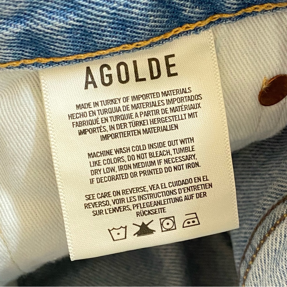 AGOLDE Denim Parker clutch distressed frayed high rise waisted blue jean shorts - Picture 7 of 8